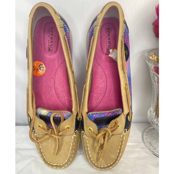 Sperry Top-Sider Angelfish Boat Shoes – Size 9.5 –  Blue Plaid & Sequin Sparkle - Picture 1 of 5